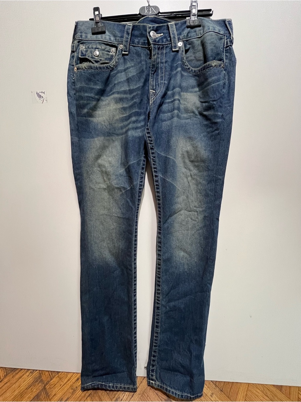 True religion Men's Dark Blue Straight-Leg Jeans Sz 33x32